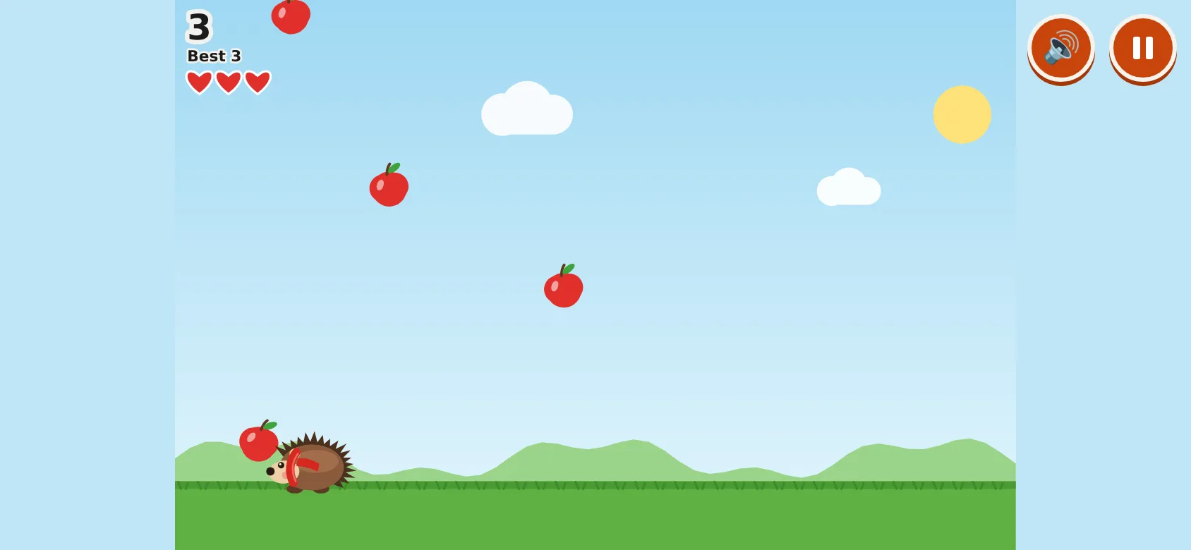 The first build on a phone turned sideways: the game keeps playing in a narrow strip with pale bands either side.
